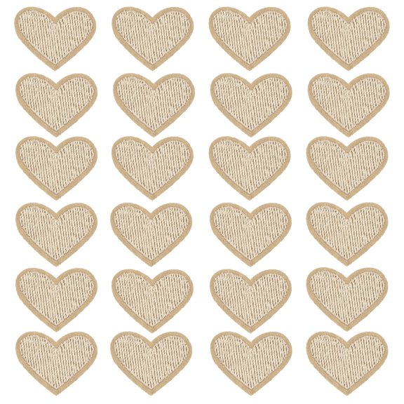 Uxcell 24Pcs Solid Small Heart Patch Embroidered Appliques Milky White