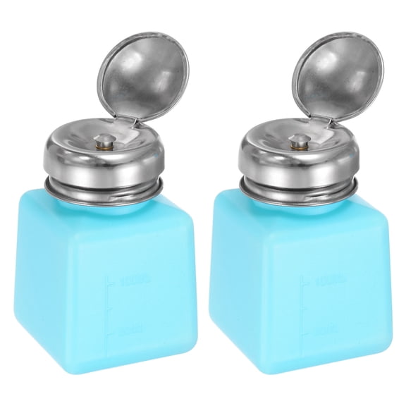 Uxcell Solvent Alcohol Dispenser 100ml(3.4oz) Press Type Liquid Dispenser Pump Sealing Stainless Steel Lid, Blue