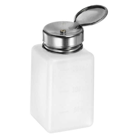 Uxcell Solvent Alcohol Dispensers 180ml(6oz) Push Down Liquid Dispenser Pump w Stainless Steel Lid, White
