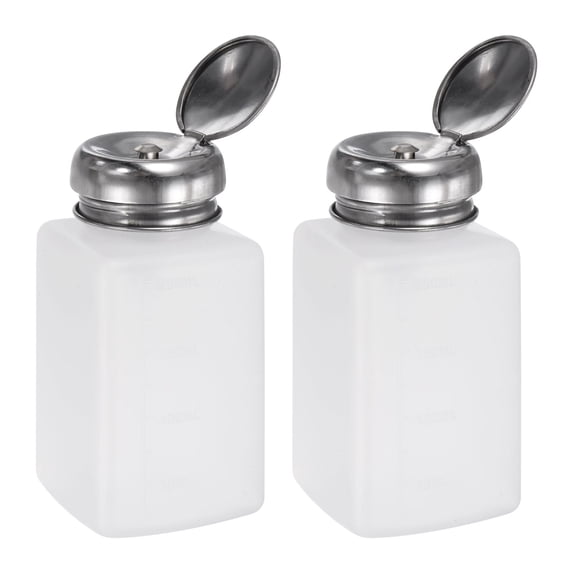Uxcell Solvent Alcohol Dispenser 200ml(6.8oz) Press Type Liquid Dispenser Pump with Stainless Steel Lid, White