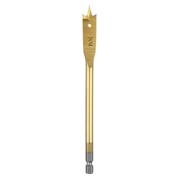 Uxcell Spade Drill Bit 1/2" Paddle Flat Bits for Woodworking Fiberglass Gold Tone