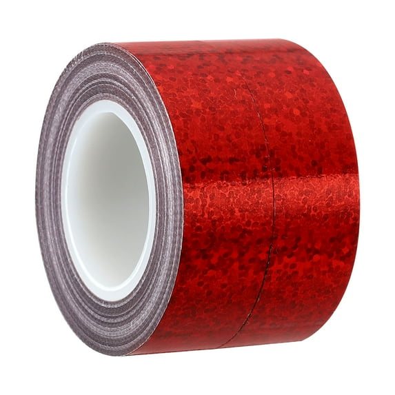 Uxcell Sparkle Glitter Tape 15mm x 5m, 2 Pack Art Prism Tapes Self-Adhesive Red