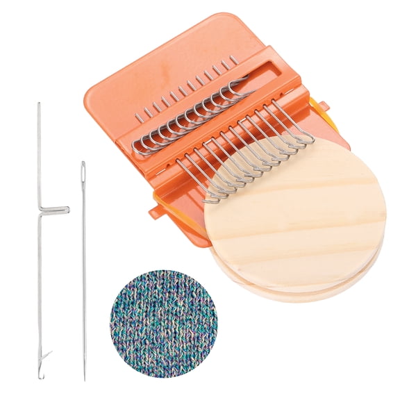 Uxcell Speed Darning Loom, 12 Hooks Mini Weaving Knitting Machine Orange