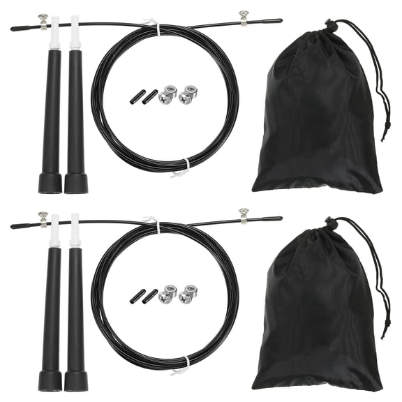 Uxcell Speed Jump Rope Adjustable Speed Skipping Rope with Storage Bag and Spare Parts Black 2 Set