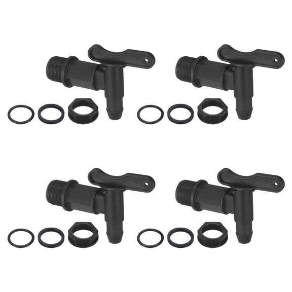 Uxcell Spigot Faucet Drum Faucet, (3/4" NPT, Black)(4 Pcs), Barrel Faucet Replacement Spigot Manual Handle Drum Faucet Tap with Fixing Nut for Oil Water Container