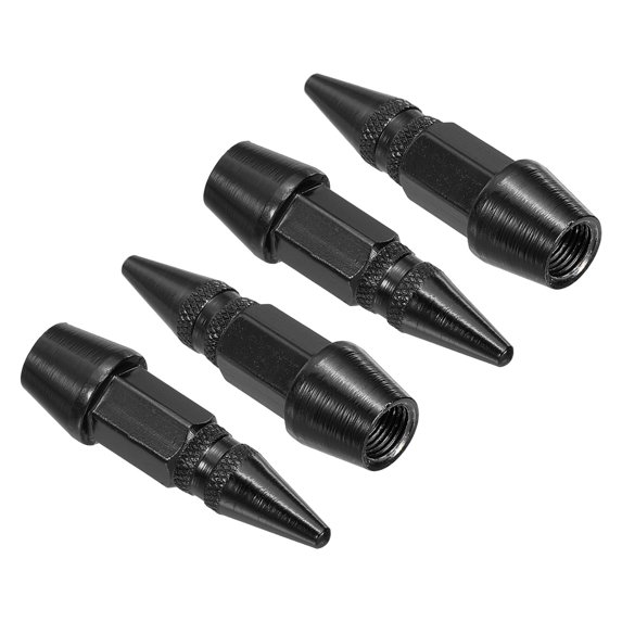 Uxcell Spiked Shape Tire Valve Stem Caps Aluminum Alloy Car Wheel Valve Cap Universal Dustproof Black 45mm