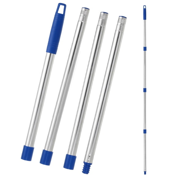 Uxcell Spin Mop Replacement Handle, 4 Section 30-to-58" Easy Wring Mop Replacement Stick Refills Screw Joint for Floor Ceiling Wall Cleaning, Blue(Head & Base Not Included)