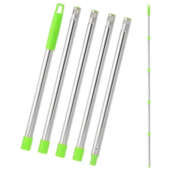 Uxcell Spin Mop Replacement Handle, 5 Section 30-to-72" Easy Wring Mop Replacement Stick Refills Screw Joint for Floor Ceiling Wall Cleaning, Green(Head & Base Not Included)