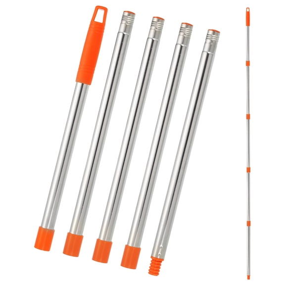 Uxcell Spin Mop Replacement Handle, 5 Section 30-to-72" Easy Wring Mop Replacement Stick Refills Screw Joint for Floor Ceiling Wall Cleaning, Orange(Head & Base Not Included)