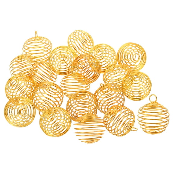 Uxcell Spiral Bead Cages Pendant, 20Pcs 25x30mm Stainless Steel Spring Stone Holder Gold Tone