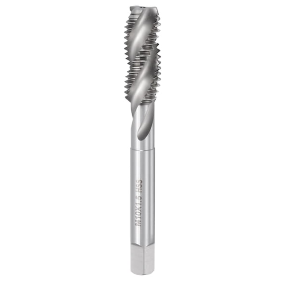 Uxcell Spiral Flute Tap M10 x 1.5 High Speed Steel Polished Finish Spiral Flute Plug Threading Tap Tool Tapping Bit for Drilling Milling