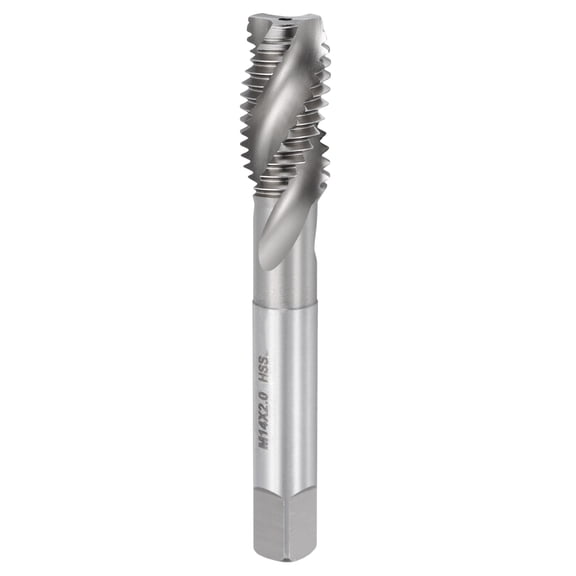 Uxcell Spiral Flute Tap M14 x 2 High Speed Steel Polished Finish Spiral Flute Plug Threading Tap Tool Tapping Bit for Drilling Milling