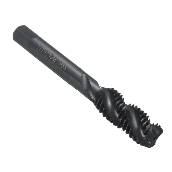 Uxcell Spiral Flute Thread Taps 1/2-13 UNC H2 Machine Threading Tap Bit, Nitrided Coated Screw Tapping Repair Tool, M2 High-Speed Steel (HSS6542)