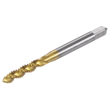 Uxcell 3/8-16 UNC H2 Spiral Flute Taps - Titanium Coated High Speed Steel Threading Tools (2-Pack)