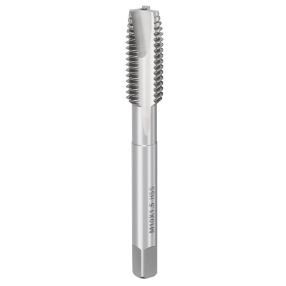 Uxcell Spiral Point Tap M10 x 1.5 High Speed Steel M2 Polished Finish Spiral Point Plug Threading Tap Tool Tapping Bit for Drilling Milling