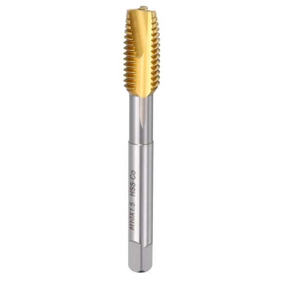 Uxcell Spiral Point Tap M10 x 1.5 High Speed Steel M35 Titanium Coating Spiral Point Plug Threading Tap Tool Tapping Bit for Drilling Milling