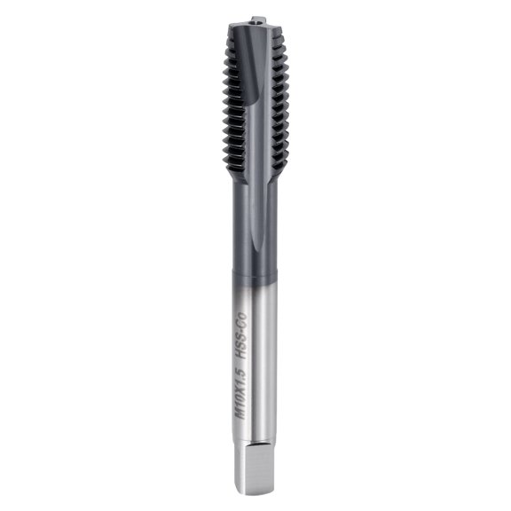 Uxcell Spiral Point Tap M10 x 1.5 High Speed Steel Titanium Carbon Nitride Coating Spiral Point Plug Threading Tap Tool Tapping Bit for Drilling Milling