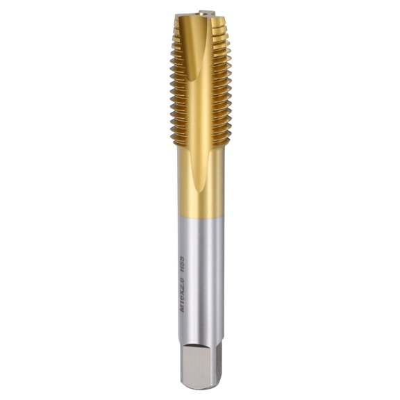 Uxcell Spiral Point Tap M16 x 2 High Speed Steel M2 Titanium Coating Spiral Point Plug Threading Tap Tool Tapping Bit for Drilling Milling