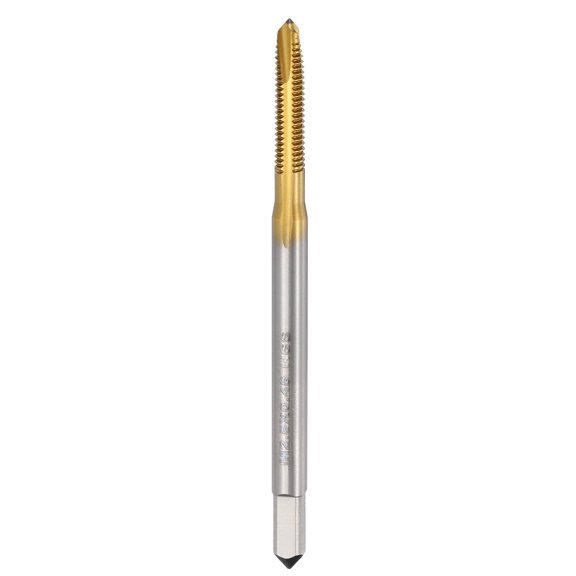 Uxcell Spiral Point Tap M2.5 x 0.45 High Speed Steel M2 Titanium Coating Spiral Point Plug Threading Tap Tool Tapping Bit for Drilling Milling