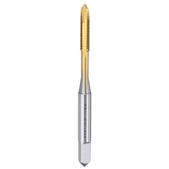 Uxcell Spiral Point Tap M3 x 0.5 High Speed Steel M2 Titanium Coating Spiral Point Plug Threading Tap Tool Tapping Bit for Drilling Milling