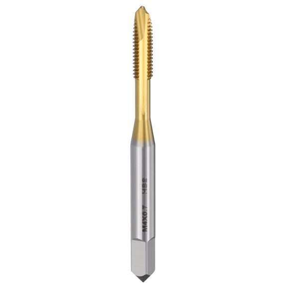 Uxcell Spiral Point Tap M4 x 0.7 High Speed Steel M2 Titanium Coating Spiral Point Plug Threading Tap Tool Tapping Bit for Drilling Milling