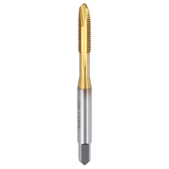 Uxcell Spiral Point Tap M5 x 0.8 High Speed Steel M2 Titanium Coating Spiral Point Plug Threading Tap Tool Tapping Bit for Drilling Milling