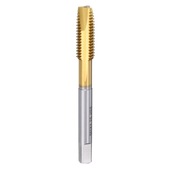Uxcell Spiral Point Tap M8 x 1.25 High Speed Steel M2 Titanium Coating Spiral Point Plug Threading Tap Tool Tapping Bit for Drilling Milling