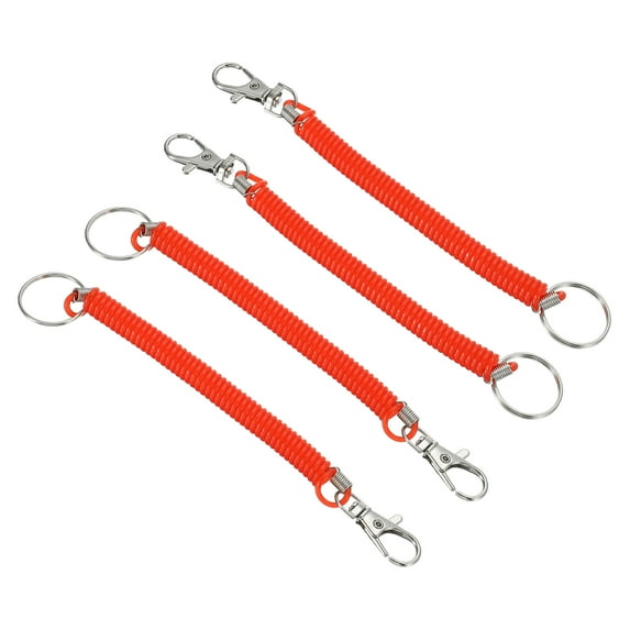 Uxcell Spiral Retractable Spring Coil Keychain Stretch Cord Key Ring for Keys Wallet Cellphone Red