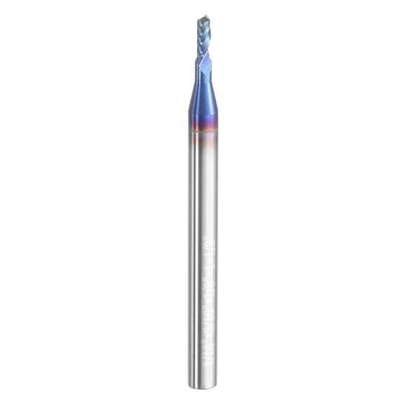 Uxcell Spiral Router Bit 1/16" x 3/16" x 1/8" x 1-1/2" 1 Flute Blue Nano Coated Solid Carbide CNC End Mill Milling Bit