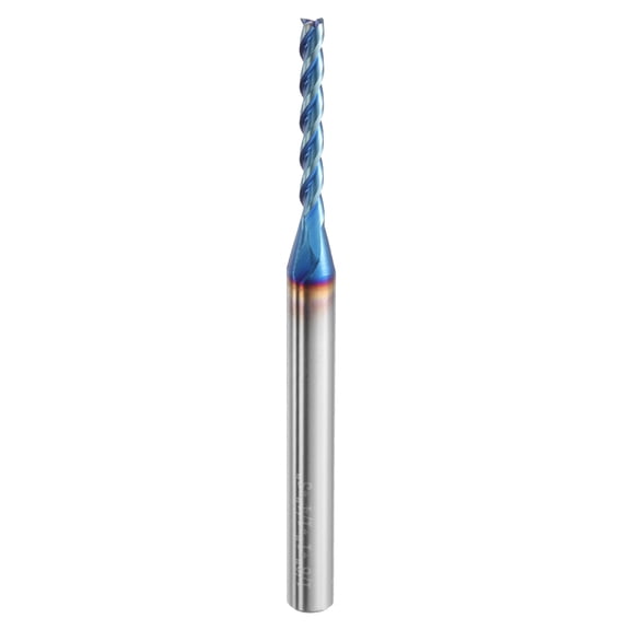 Uxcell Spiral Router Bit 1/8" x 1" x 1/4" x 3" 3 Flutes Blue Nano Coated Solid Carbide CNC End Mill Milling Bit