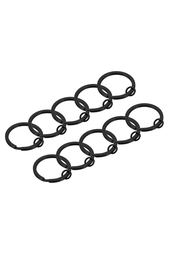 Split Keychain Rings 10Pack Round Flat Key Holder with Open Jump Ring, Black