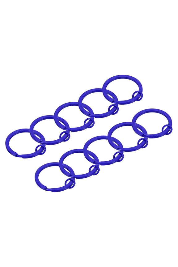Split Keychain Rings 10Pack Round Flat Key Holder with Open Jump Ring, Dark Blue