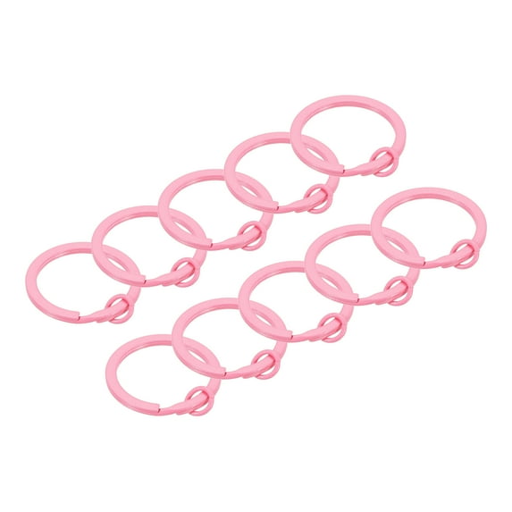 Uxcell Split Keychain Rings 10Pack Round Flat Key Holder with Open Jump Ring, Pink