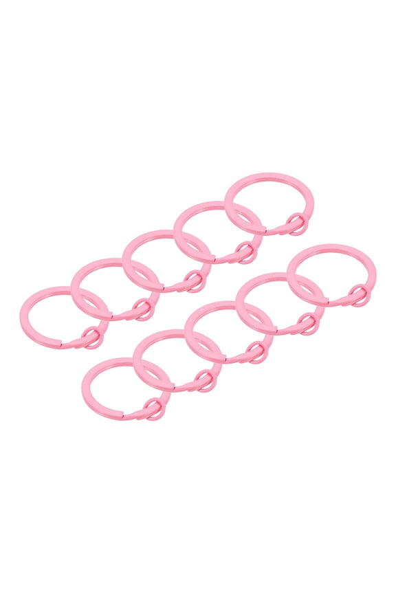 Split Keychain Rings 10Pack Round Flat Key Holder with Open Jump Ring, Pink