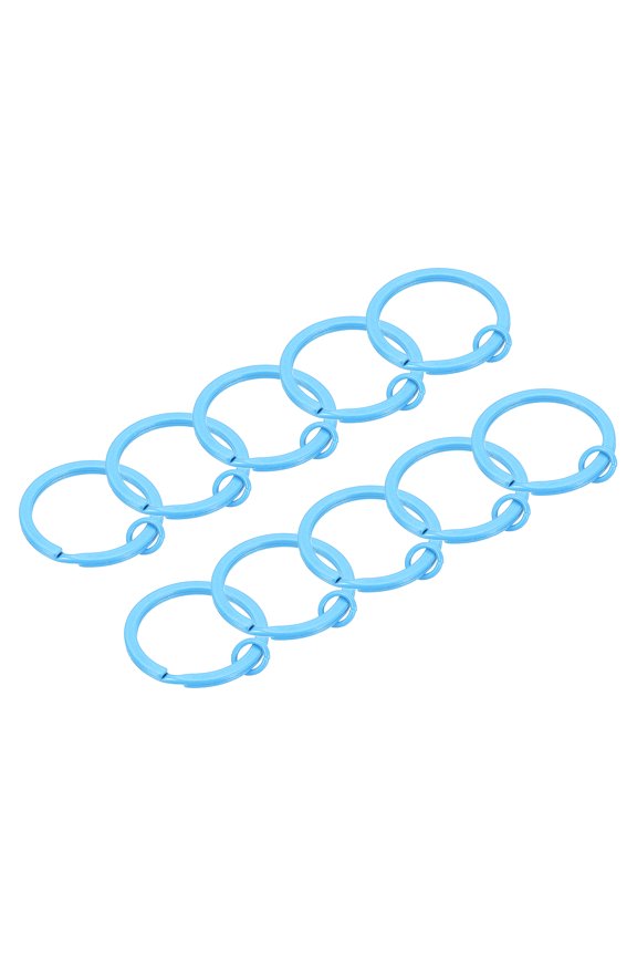 Split Keychain Rings 10Pack Round Flat Key Holder with Open Jump Ring, Sky Blue