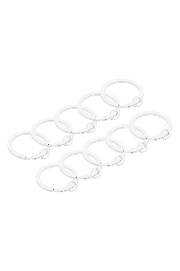 Split Keychain Rings 10Pack Round Flat Key Holder with Open Jump Ring, White