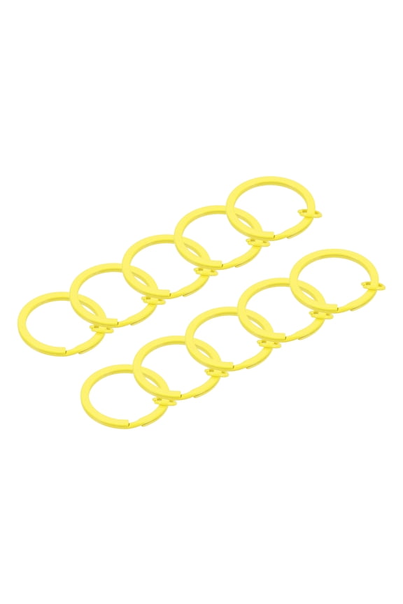 Split Keychain Rings 10Pack Round Flat Key Holder with Open Jump Ring, Yellow