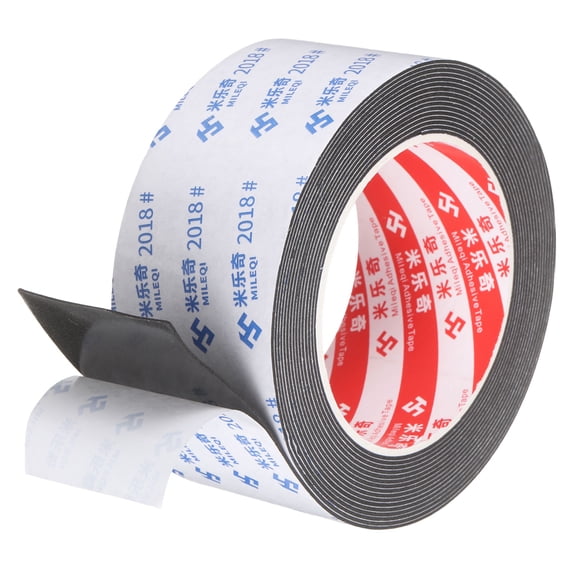 Uxcell Sponge Rubber Foam Tape, 1 31/32" W x 1/32" t x 16.4ft l Self-Adhesive Foam Insulation Tape Weather Stripping for Window Door Soundproofing Weatherstrip AC Seal Strip, Black