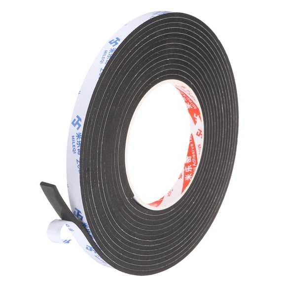 Uxcell Sponge Rubber Foam Tape, 5/8" W x 1/8" t x 16.4ft l Self-Adhesive Foam Insulation Tape Weather Stripping for Window Door Soundproofing Weatherstrip AC Seal Strip, Black