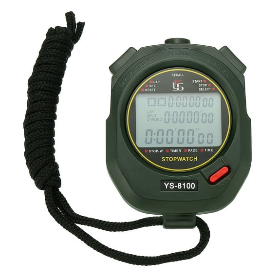 Uxcell Sport Stopwatch Timer 100 Lap Memory 0.01 Second Timing Stop Watch Alarm Clock for Coach Green