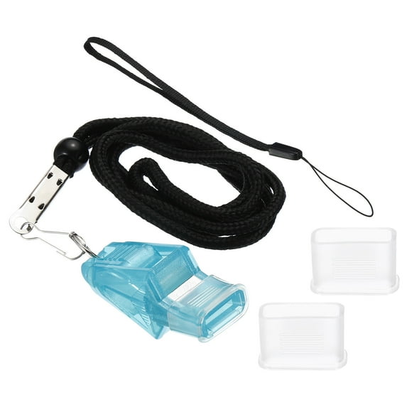 Uxcell Sports Whistle, Plastic Whistle with Lanyard and Mouth Grip Super Loud, Light Blue