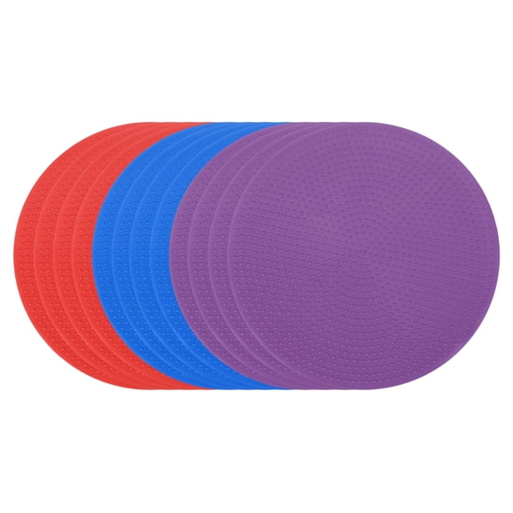 Uxcell Spot Markers 4 Inch, 12 Pcs Non-Slip Floor Dots Agility Markers Flat Field Cones Poly Dots for Gym PE Speed Training Dance Soccer Basketball Sports, Red/Blue/Purple