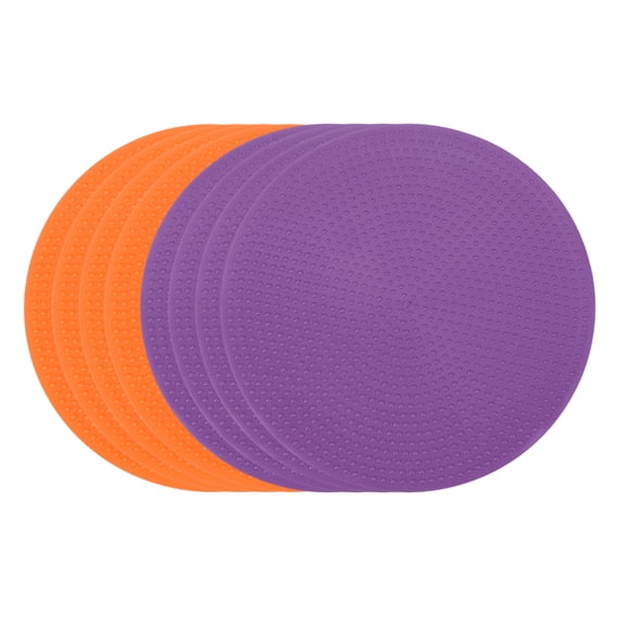 Uxcell Spot Markers 4 Inch, 6 Pcs Non-Slip Floor Dots Agility Markers Flat Field Cones Poly Dots for Gym PE Speed Training Dance Soccer Basketball Sports, Orange/Purple