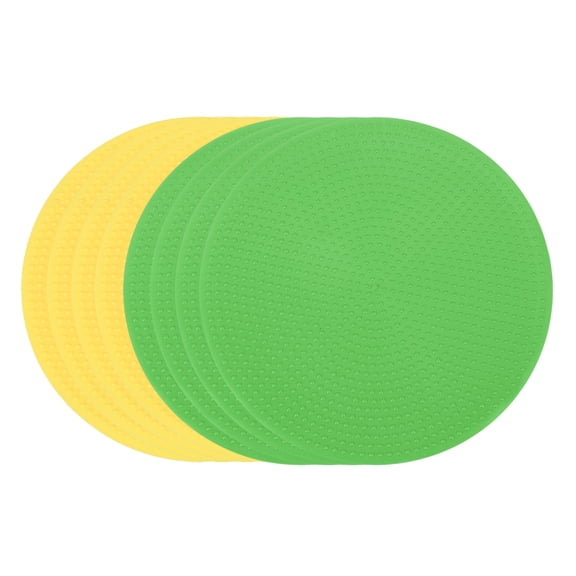 Uxcell Spot Markers 4 Inch, 6 Pcs Non-Slip Floor Dots Agility Markers Flat Field Cones Poly Dots for Gym PE Speed Training Dance Soccer Basketball Sports, Yellow/Green