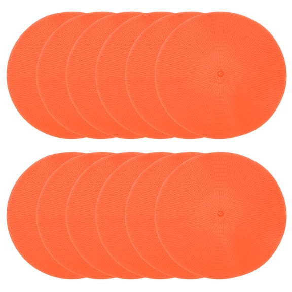 Uxcell Spot Markers 9 Inch, Non-Slip Floor Dots Agility Markers Flat Field Cones Poly Dots, 12 Orange Pcs