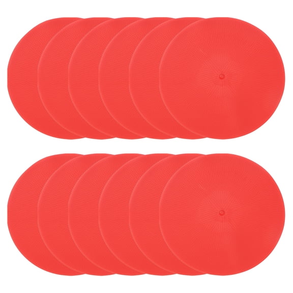 Uxcell Spot Markers 9 Inch, Non-Slip Floor Dots Agility Markers Flat Field Cones Poly Dots, 12 Red Pcs