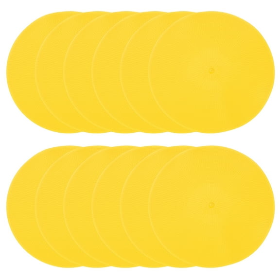 Uxcell Spot Markers 9 Inch, Non-Slip Floor Dots Agility Markers Flat Field Cones Poly Dots, 12 Yellow Pcs