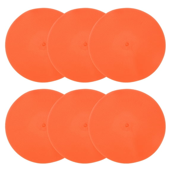 Uxcell Spot Markers 9 Inch, Non-Slip Floor Dots Agility Markers Flat Field Cones Poly Dots, 6 Orange Pcs