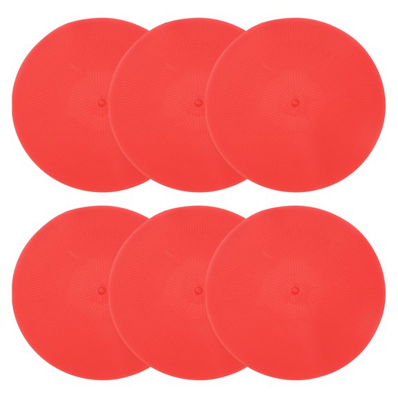 Uxcell Spot Markers 9 Inch, Non-Slip Floor Dots Agility Markers Flat Field Cones Poly Dots, 6 Red Pcs