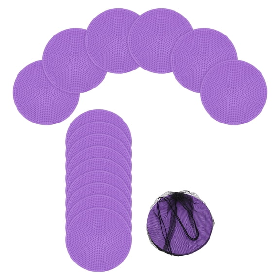 Uxcell Spot Markers, Poly Spot Marker for Agility Training Floor Dots Non Slip Flat Field Cones 15 Pcs & 4 In & Purple - for (Soccer/Speed Training/Gaming/Basketball/Dance Practice)